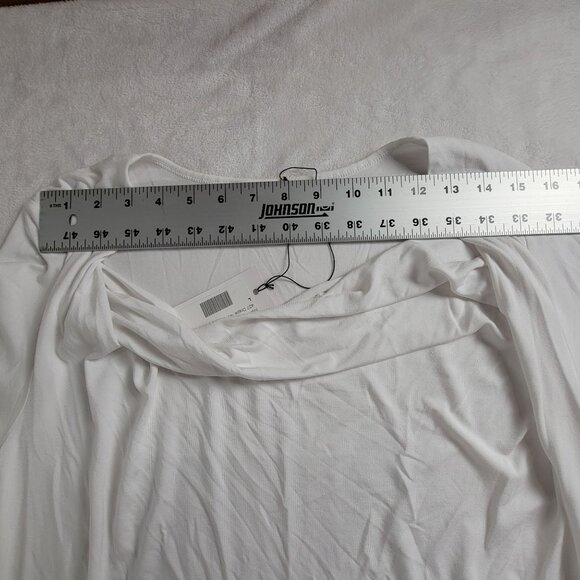 CAbi #427 Womens White Spring 13 Drape Front 3/4 Sleeve Top Large Stretch New - Picture 7 of 9